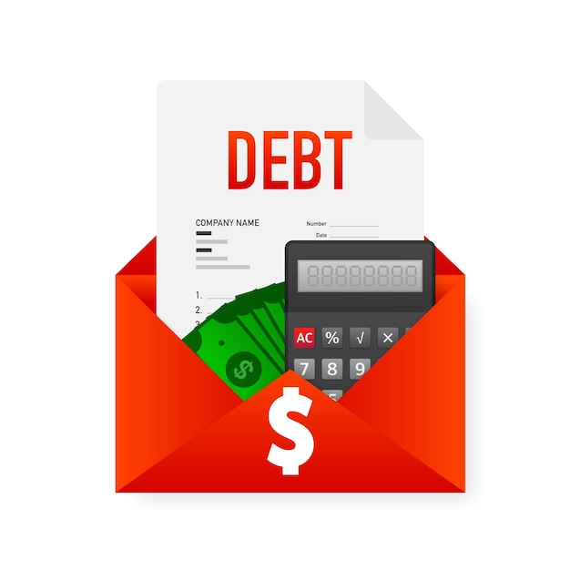 Dívidas e crédito luta pelo seu cartão de visita para design de conceitoilustração vetorial