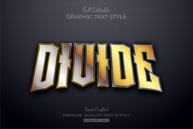 Divide gold silver elegant editable premium text style effect