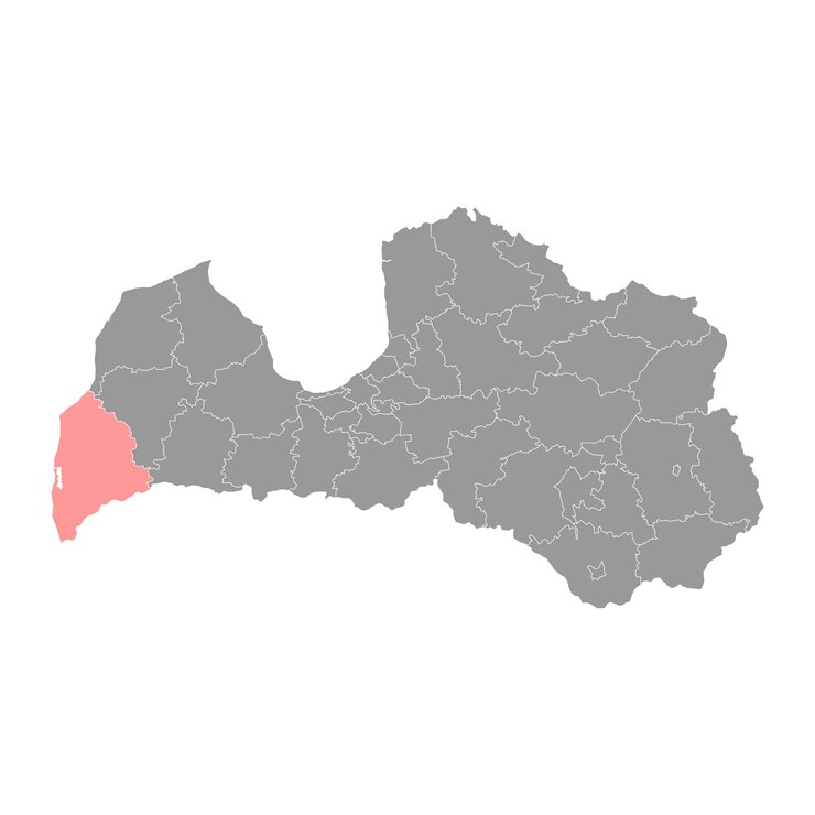 Vetor divisão administrativa do mapa do distrito de liepaja da ilustração vetorial da letônia