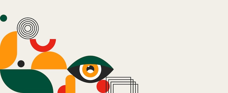 Vetor divisor geométrico bauhaus design abstrato com diferentes formas e olhos
