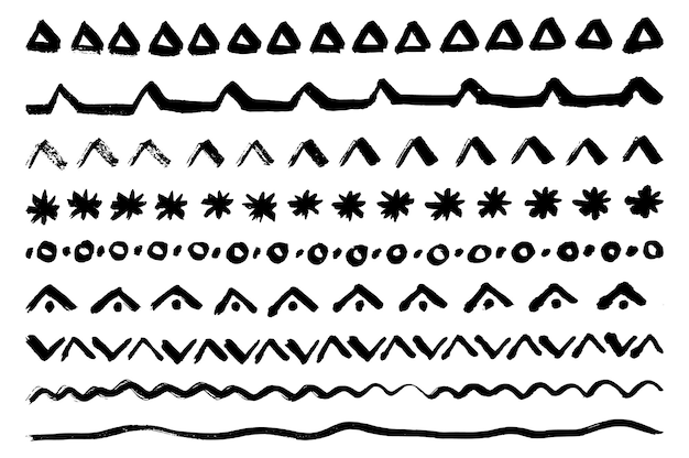 Divisores de esboço doddle a tinta abstrata marca o traçado