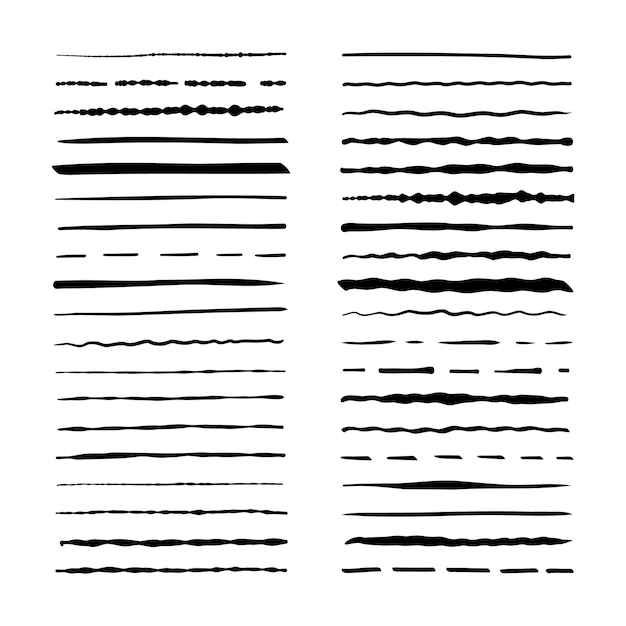 Divisores de rabiscos desenhados à mão conjunto de linhas de rabisco vector grunge