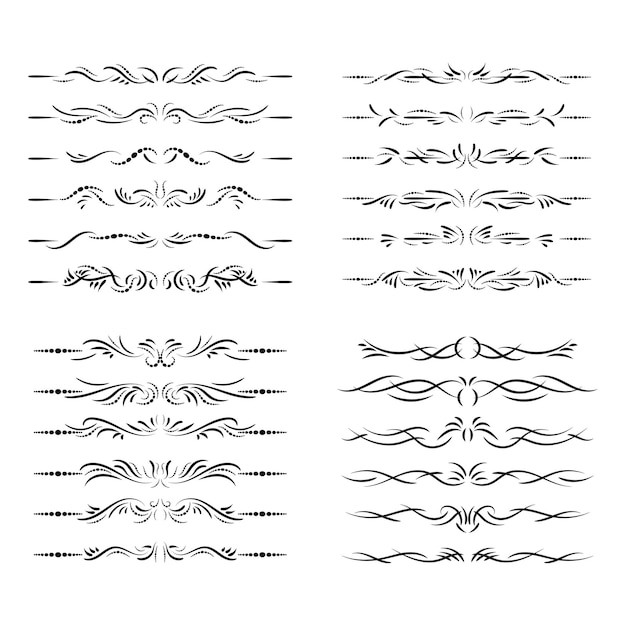 Divisórias de moda, sublinhados e separadores de texto