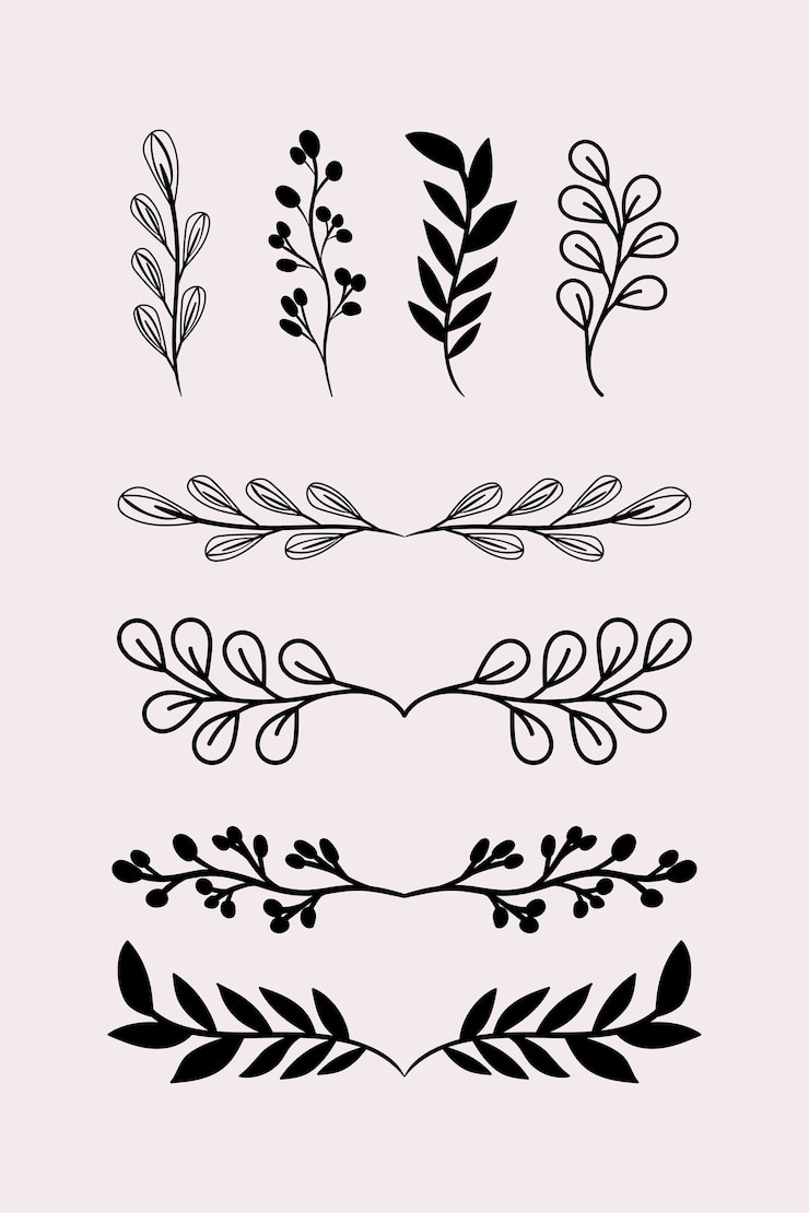 Divisórias folhas ornamentos cenografia preta do tema Elemento decorativo