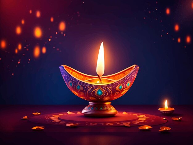Vetor diwali diya ou lâmpada de óleo festival isolado de luzes