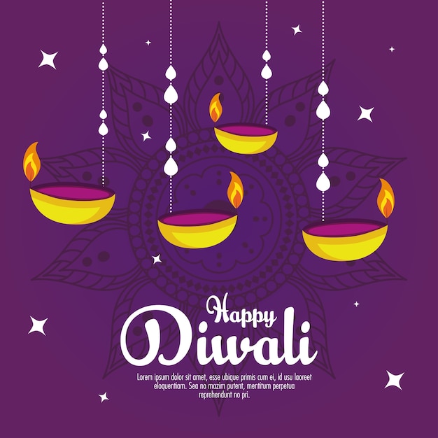 diwali festival feriado com velas penduradas decoração.