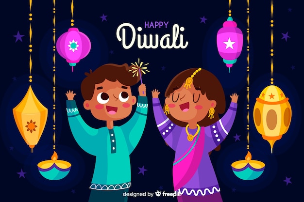 Diwali fundo em design plano