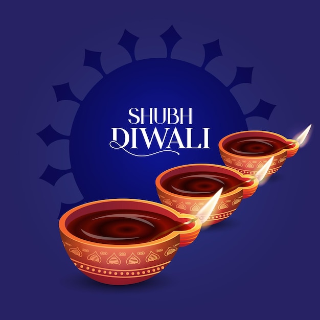 Diwali india festival design de modelo vetorial de diya