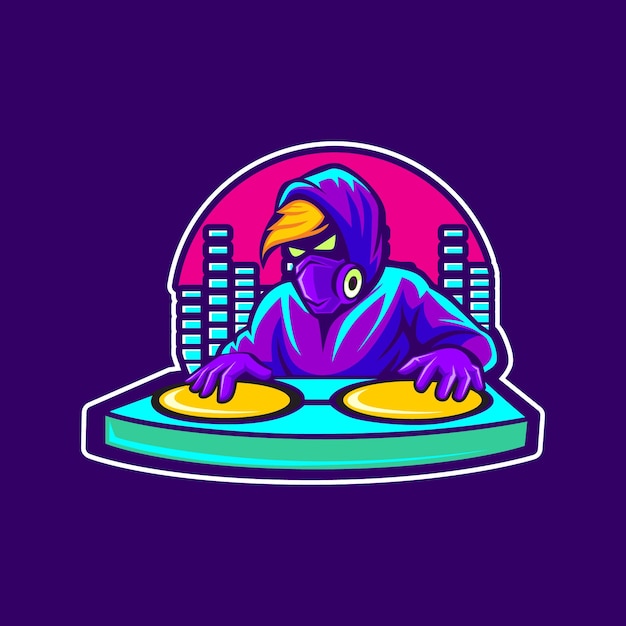 Vetor dj music logo esport jogos para gamer