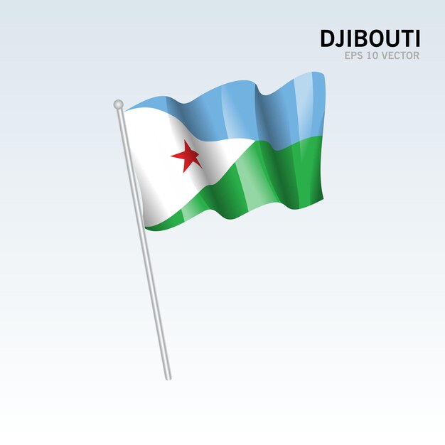 Djibouti agitando bandeira isolada em cinza