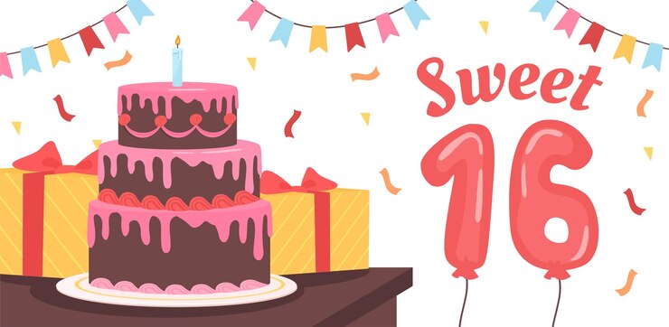 Vetor doce bolo de aniversário feliz conceito com caixas de presentes e números de balão rosa sobremesa e iguaria perto