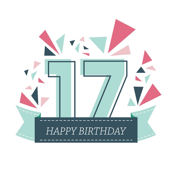 Vetor doce dezessete feliz aniversário ilustração