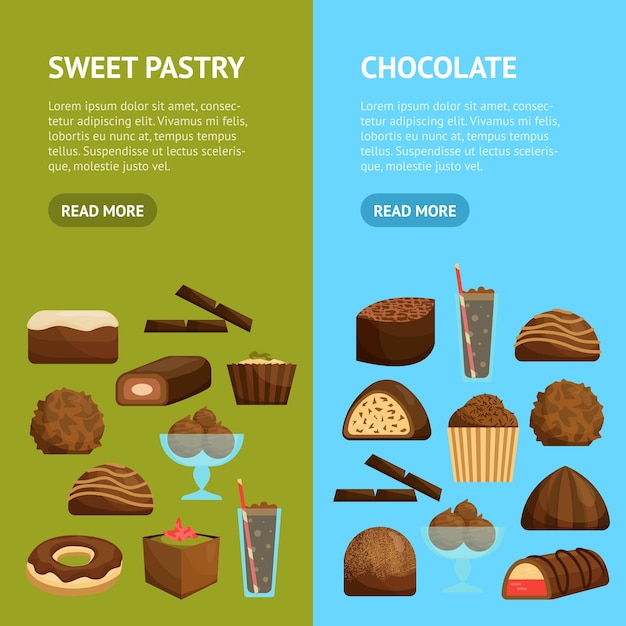 Vetor doces de chocolate banner vector set vector