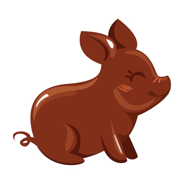 Doces de chocolate na forma de um porco. vetor em estilo cartoon.