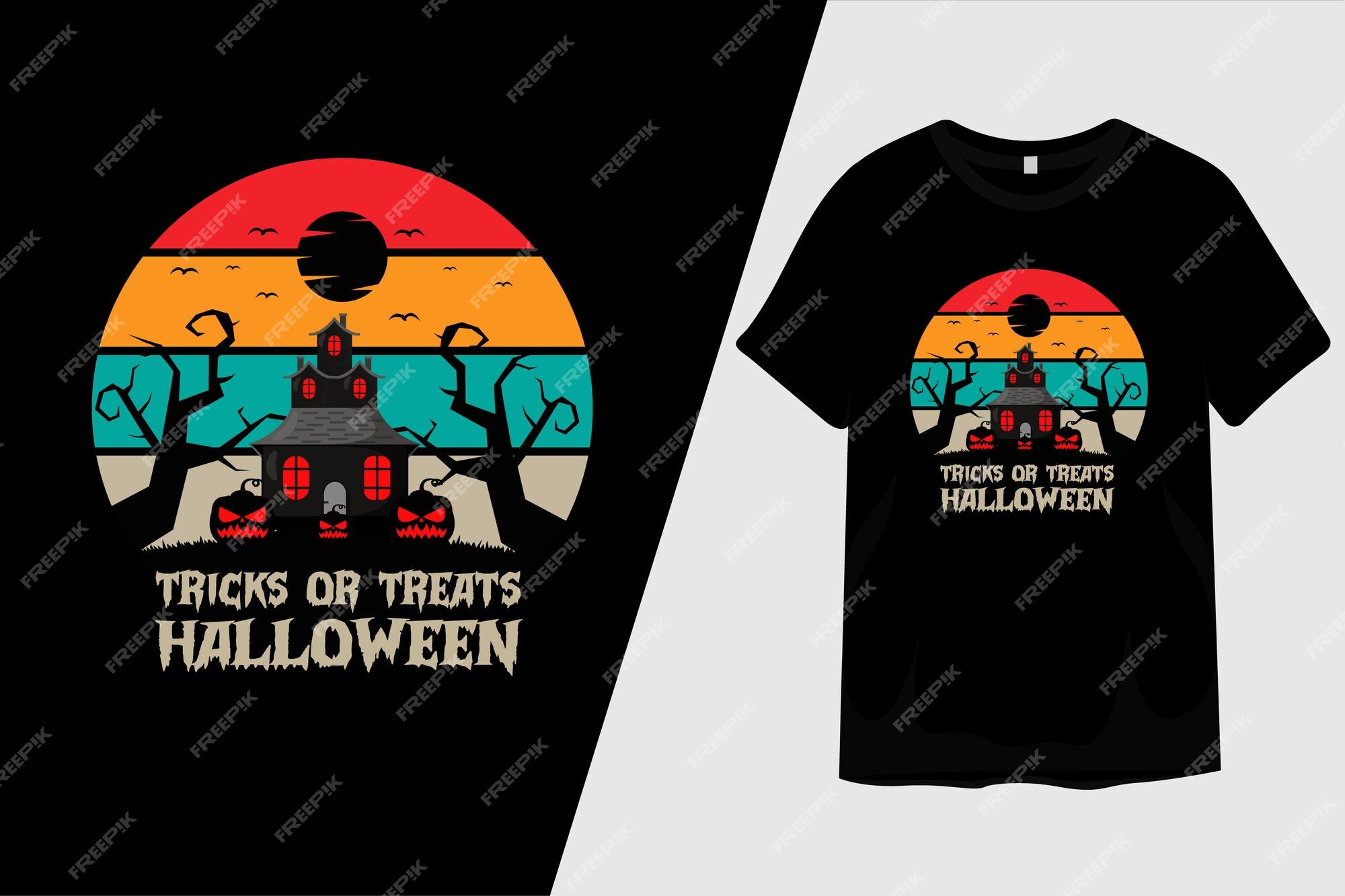 Design de camiseta de halloween com doces ou travessuras