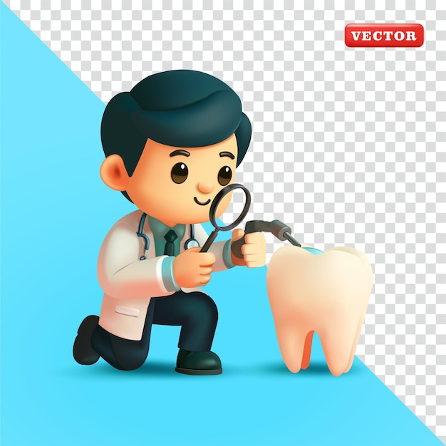 Doctor filling teeth 3D vector Suitable for health and education