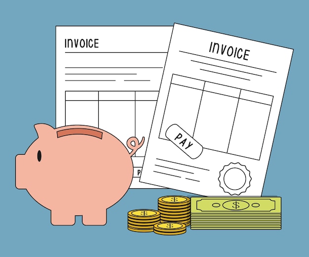 document paper piggy coins contas ícone de pagamento de factura