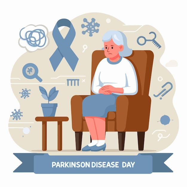 Vetor doença de parkinson ilustração vetorial plana desenhada conceito de doença