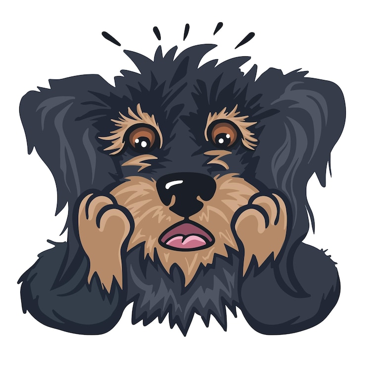 Vetor dog fear emotion color cartoon vector