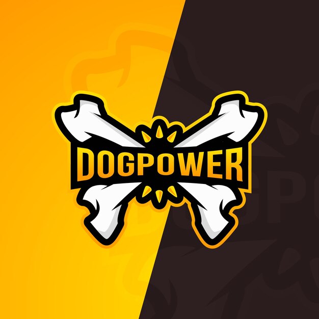 Vetor dog power mascote gaming logo cross bones