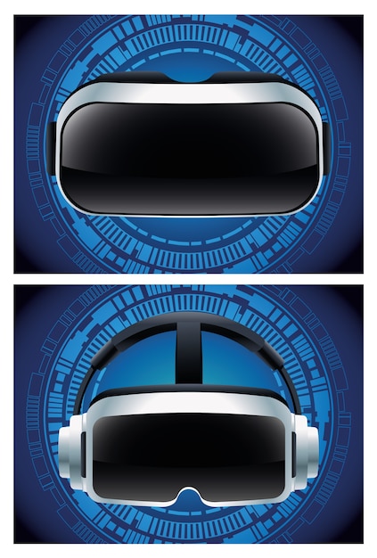 Dois acessórios para máscaras de realidade virtual com fundo azul