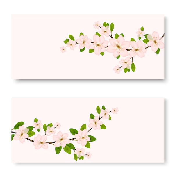 Dois banners com flores ornamentais rosa sakura