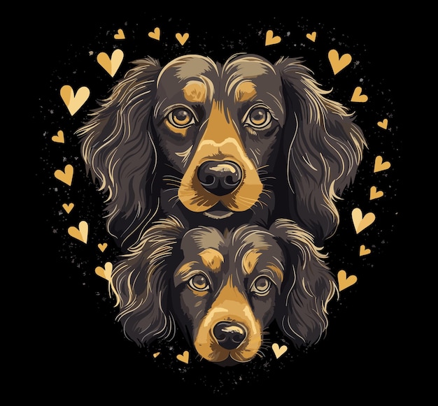 Vetor dois cães em forma de coração