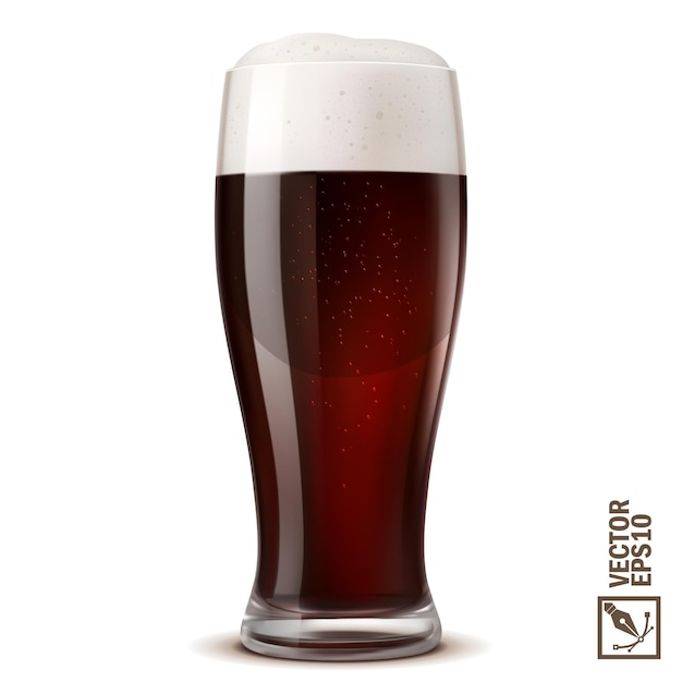 Vetor dois copos realistas de cerveja escura torrendo criando salpico