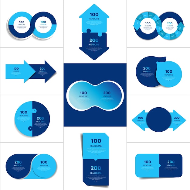 Dois elementos banner 2 etapas design gráfico infográfico passo a passo layout de opção de número