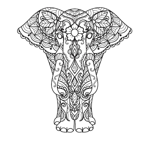 Vetor dois estilos de elefante mandala para impressão, gravura, livro para colorir e assim por diante. ilustração vetorial.