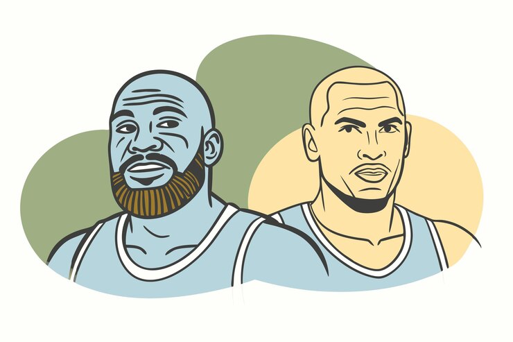 Vetor dois homens com um vestindo uma camisa azul e um tem uma barba