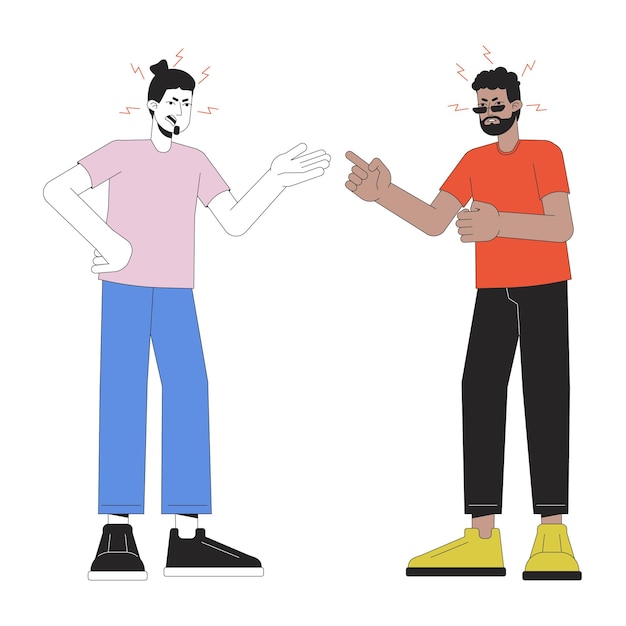 Dois homens discutindo ilustração plana de desenho animado