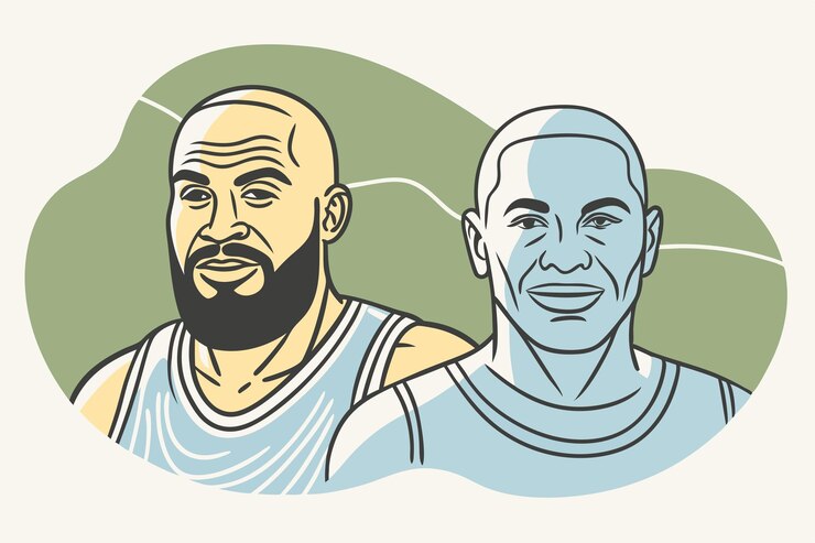 Vetor dois homens em um desenho de dois homens com um vestindo uma camisa azul