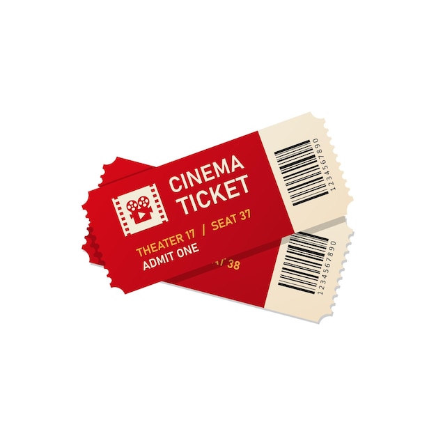 Dois ingressos de cinema vector a ilustração em estilo realista. EPS 10