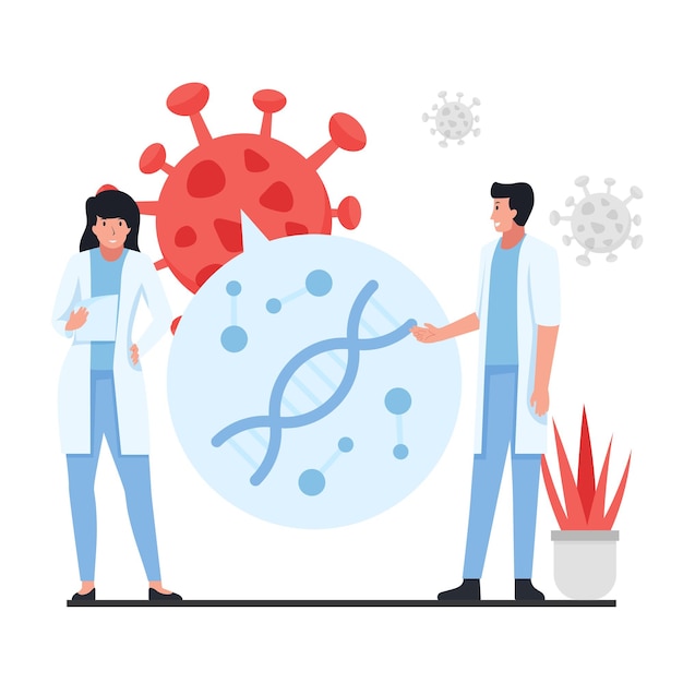 Dois médicos discutem sobre o dna do vírus.