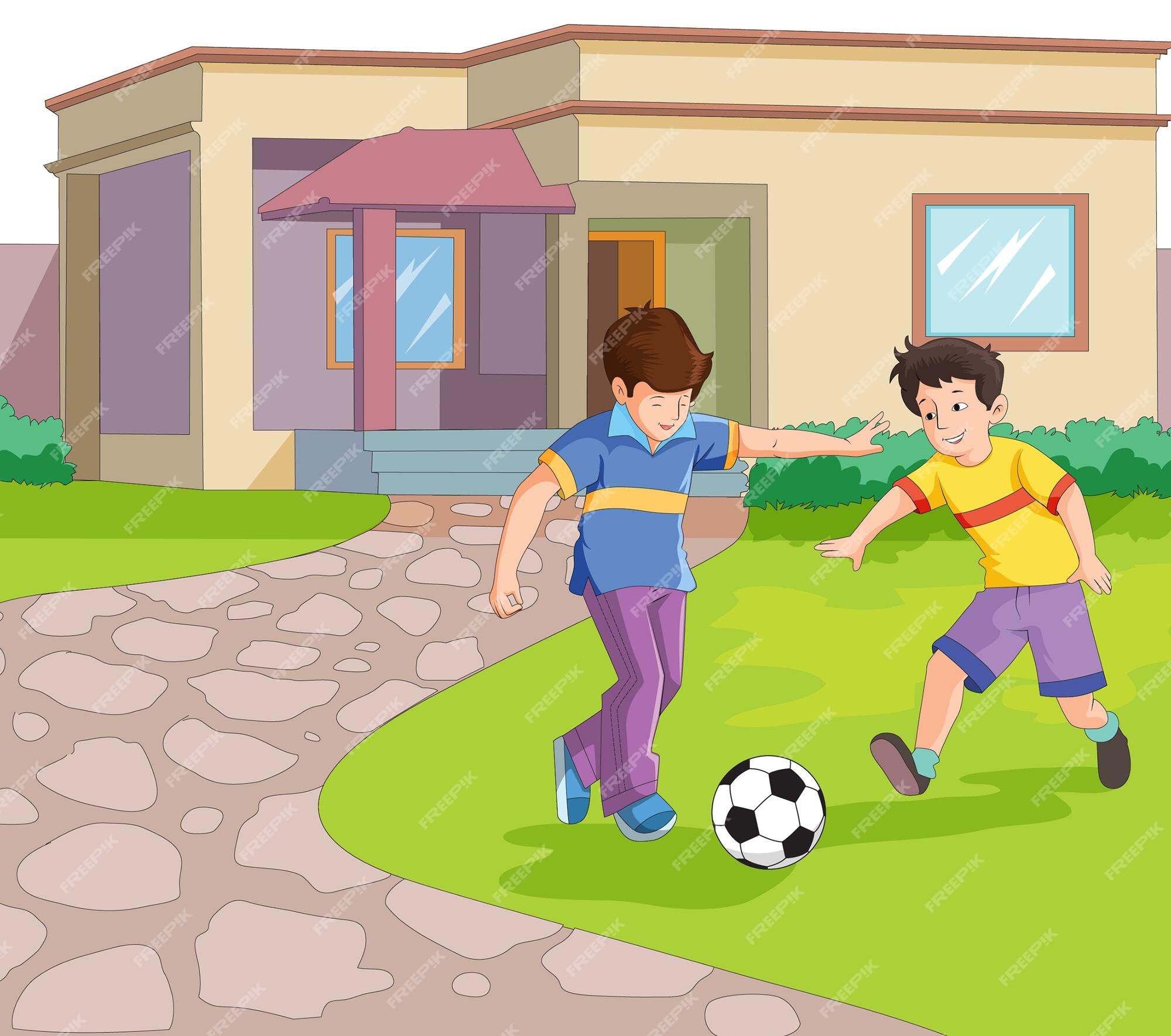 Foto De Stock Dois Meninos Jogando Futebol, Royalty-Free