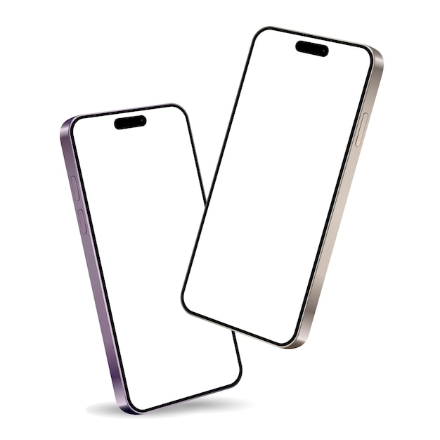 Dois modelos de smartphones com telas em branco enquanto levitam no ar