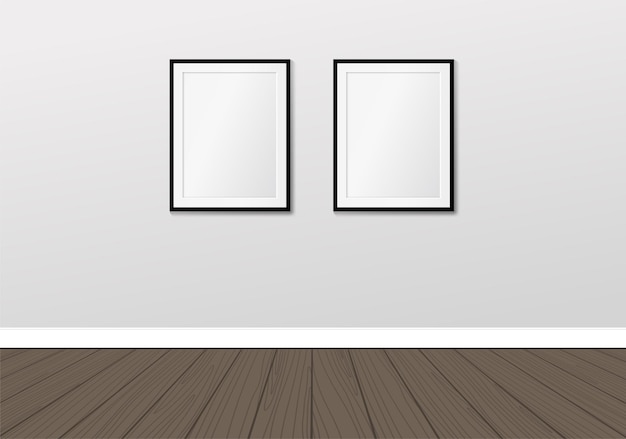 Dois quadros na parede vector interior simulado moderno design de interiores escandinavo