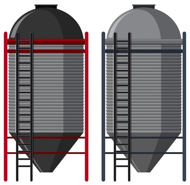 Vetor dois silos com escadas