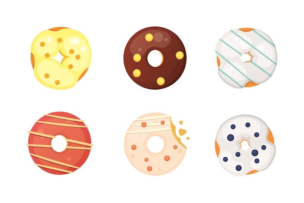 Donut catoon com ilustração de esmalte isolada.