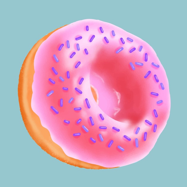 Vetor donut com glacê rosa