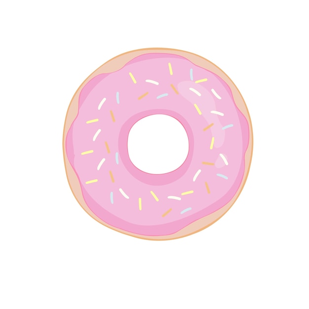 Donut com ilustração em vetor de ícone de rosquinha de esmalte rosa em estilo simples