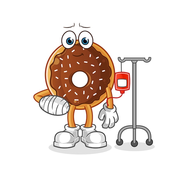 Donut de chocolate doente na ilustração iv. personagem