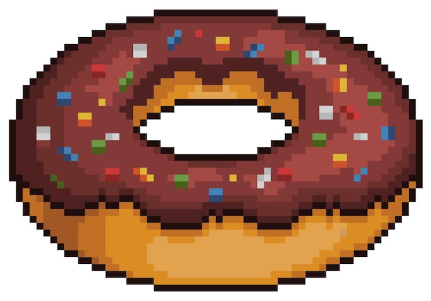 Donut de chocolate pixel art. item de jogo de bits