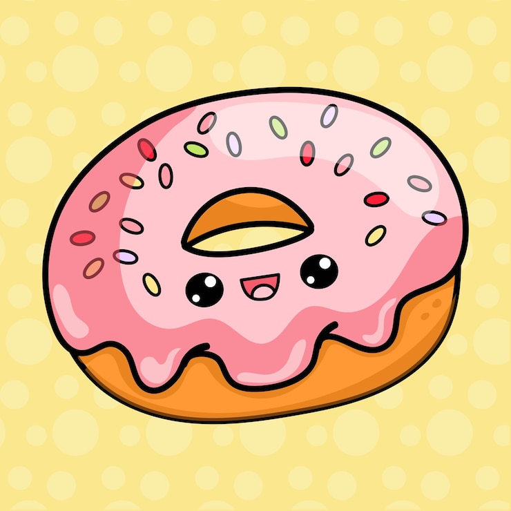 Vetor donut de kawai
