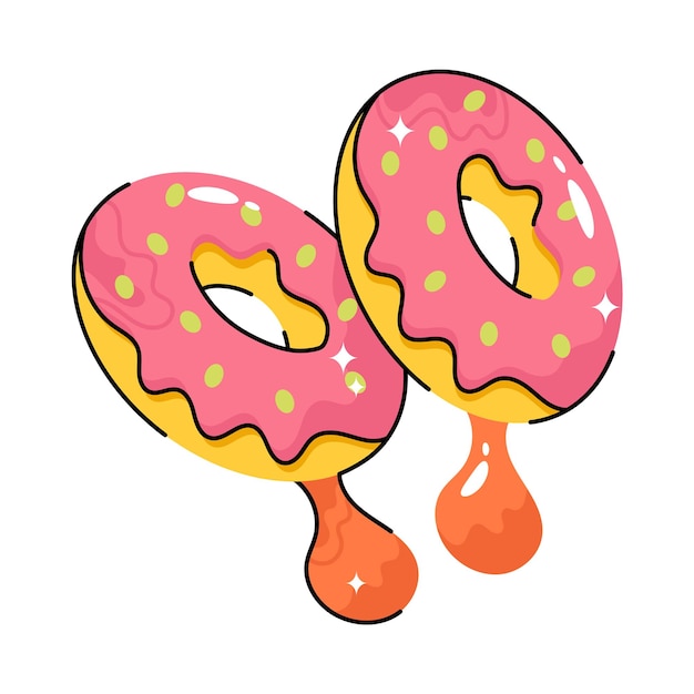 Vetor donut doodle vetor preenchido contorno adesivo eps 10 arquivo