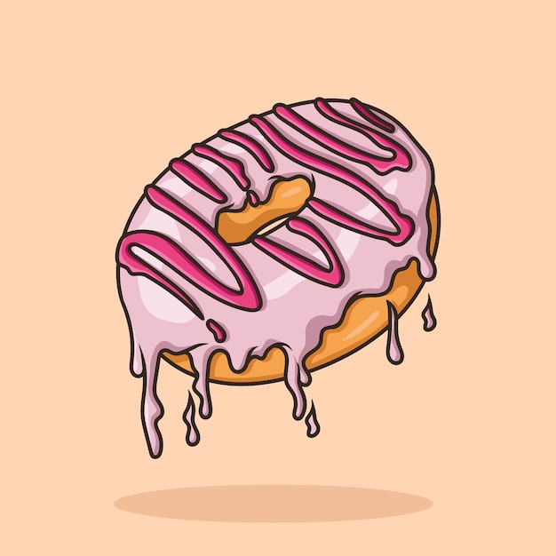 Donut voador derretido ícone de desenho animado vetorial