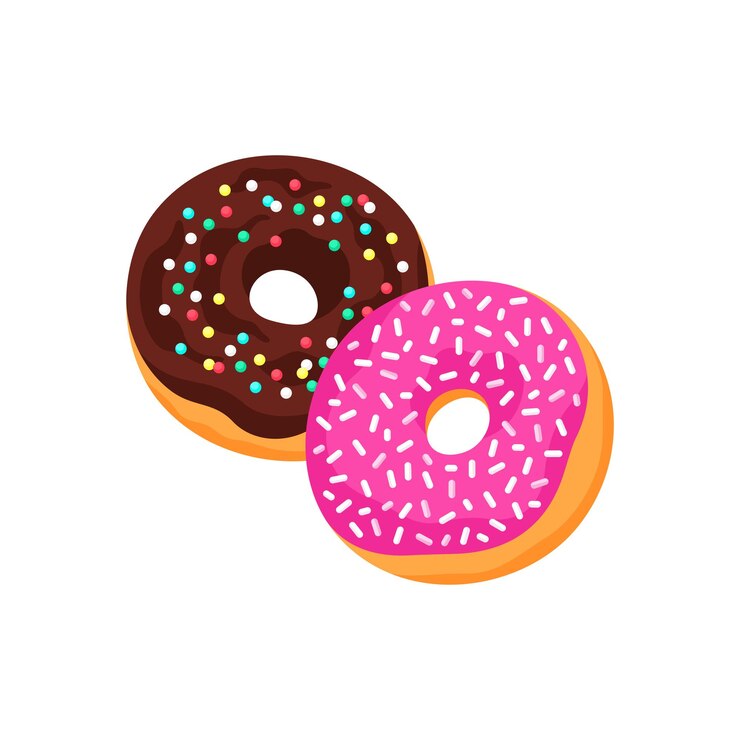Vetor donuts com chocolate e ilustração em vetor esmalte rosa