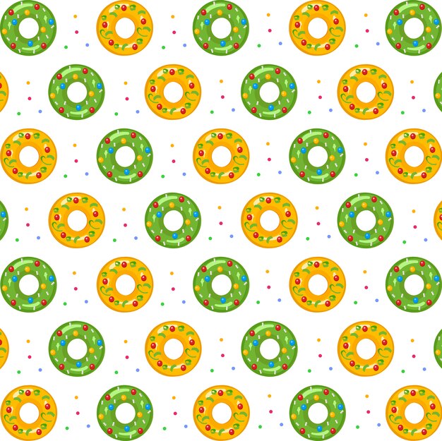 Donuts verde e amarelo padrão sem emenda