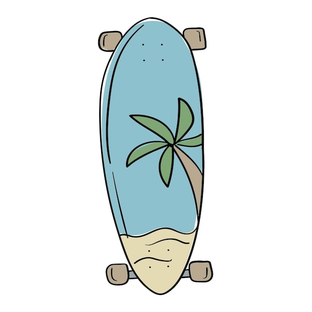 Vetor doodle adesivo com longboards brilhantes